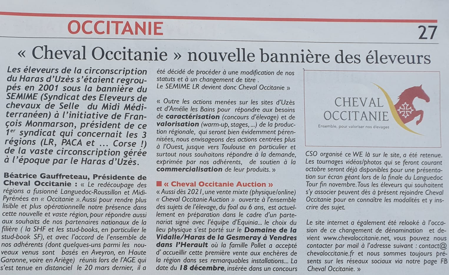 article Revue Le Cheval